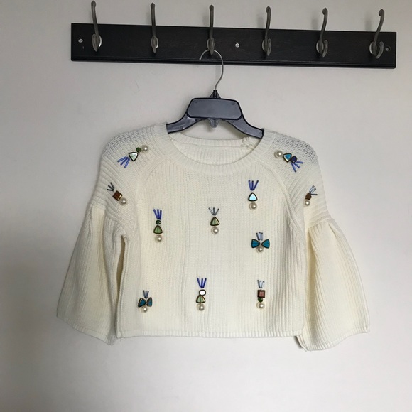 Zara Sweaters - Bejeweled Cropped Sweater